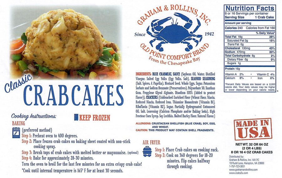 4 oz Classic Crab Cakes