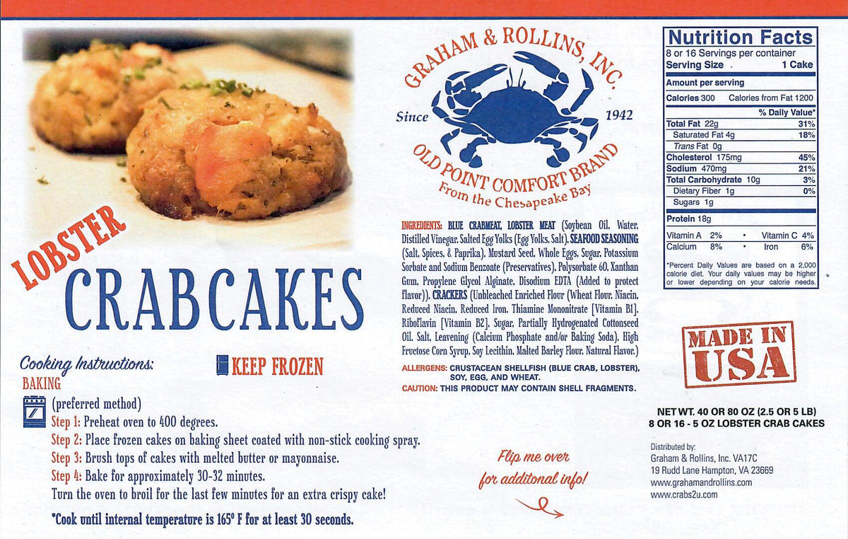 5 oz Lobster Crab Cakes Graham & Rollins, Inc.